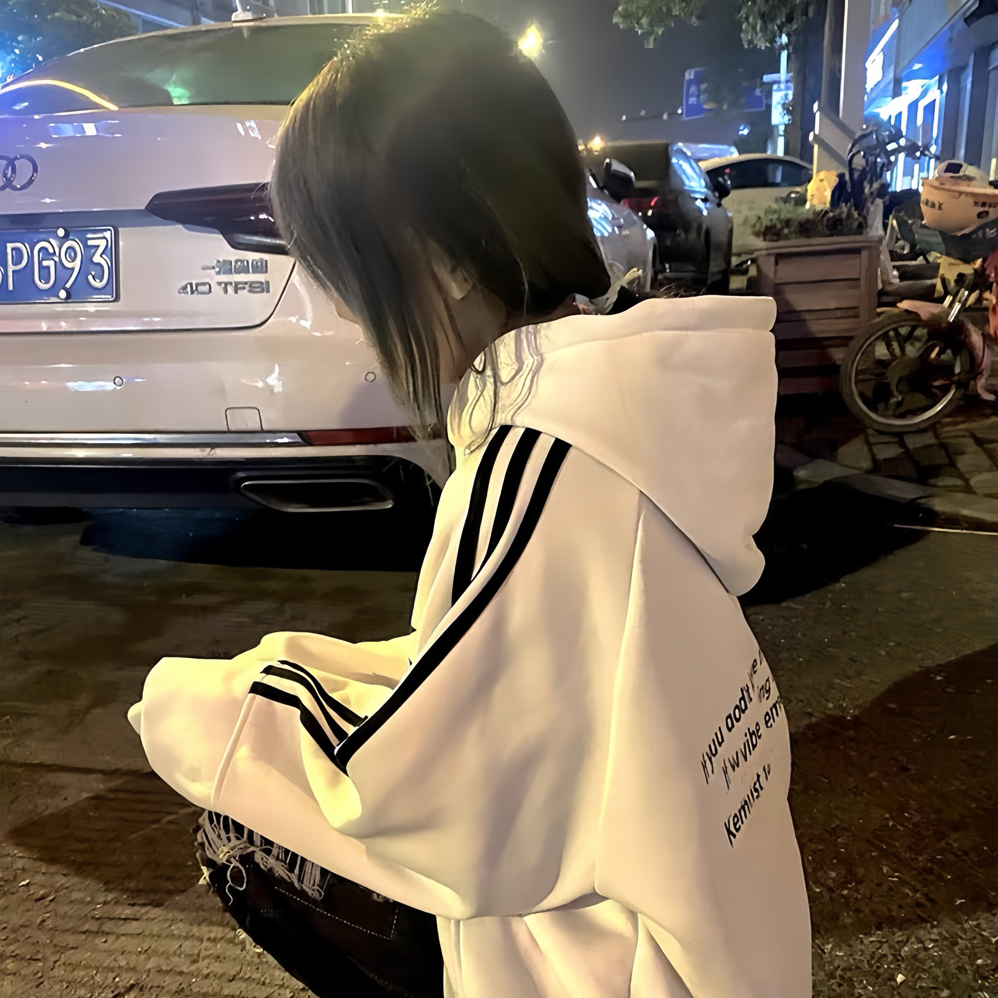 美式复古三条杠连帽运动衫女秋冬新款初中高中学生宽松oversize外
