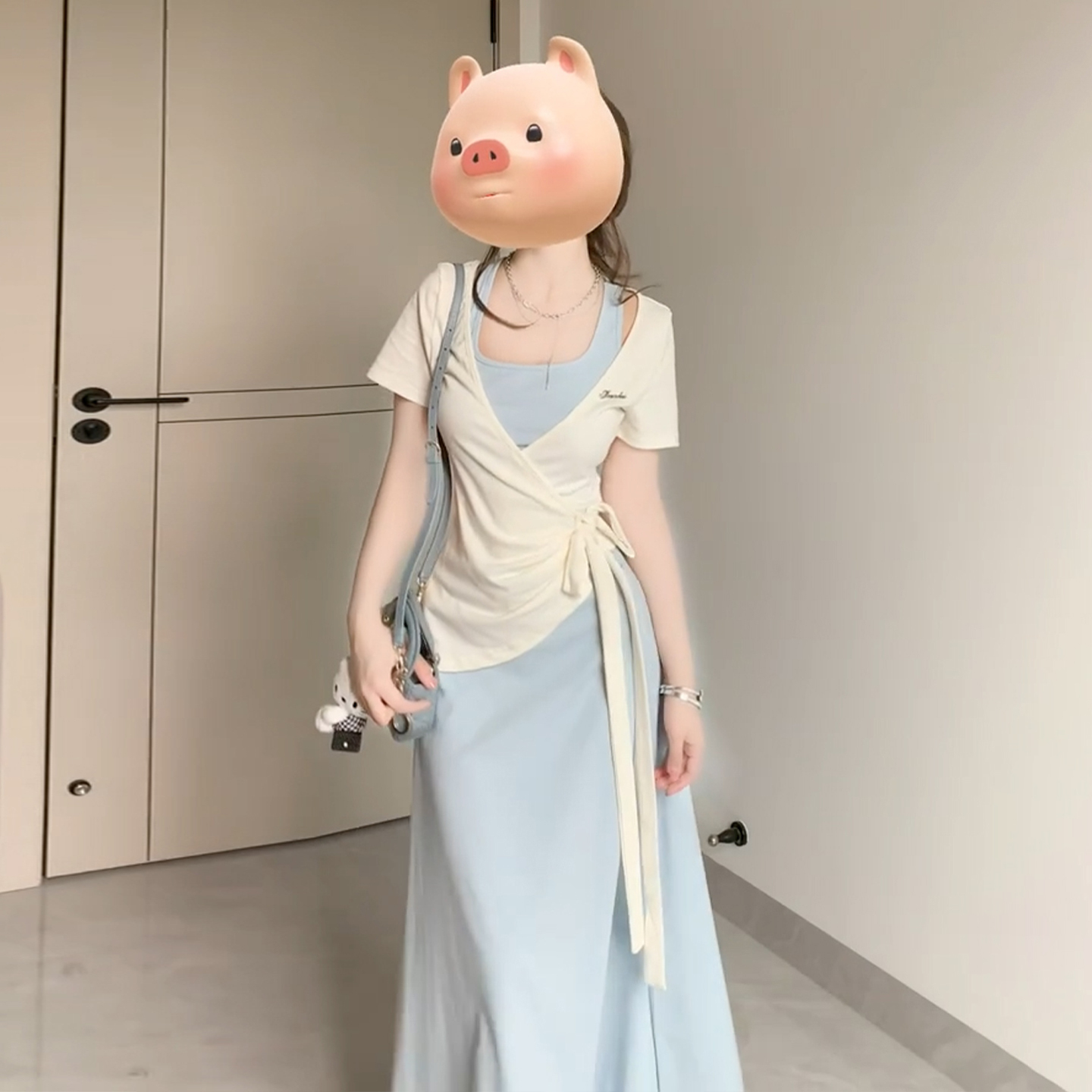 2025新款韩系穿搭蓝色挂