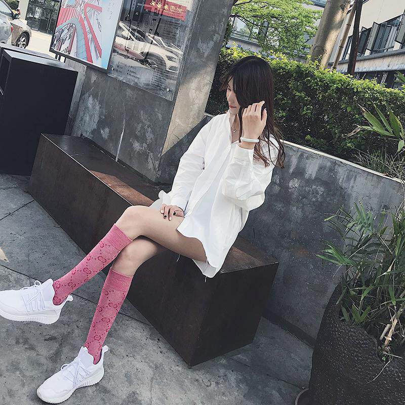 匹克企鹅子女ins网红字母高筒袜日系学院风长筒袜百搭堆堆小腿袜