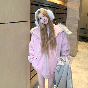 Holocene毛领连帽棉服外套