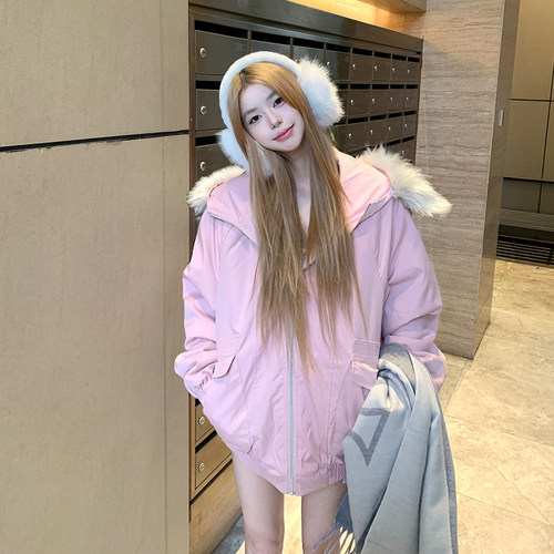 Holocene毛领连帽棉服外套