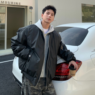 Holocene美式潮牌重磅立领飞行夹克男秋冬cleanfit夹棉棒球服外套