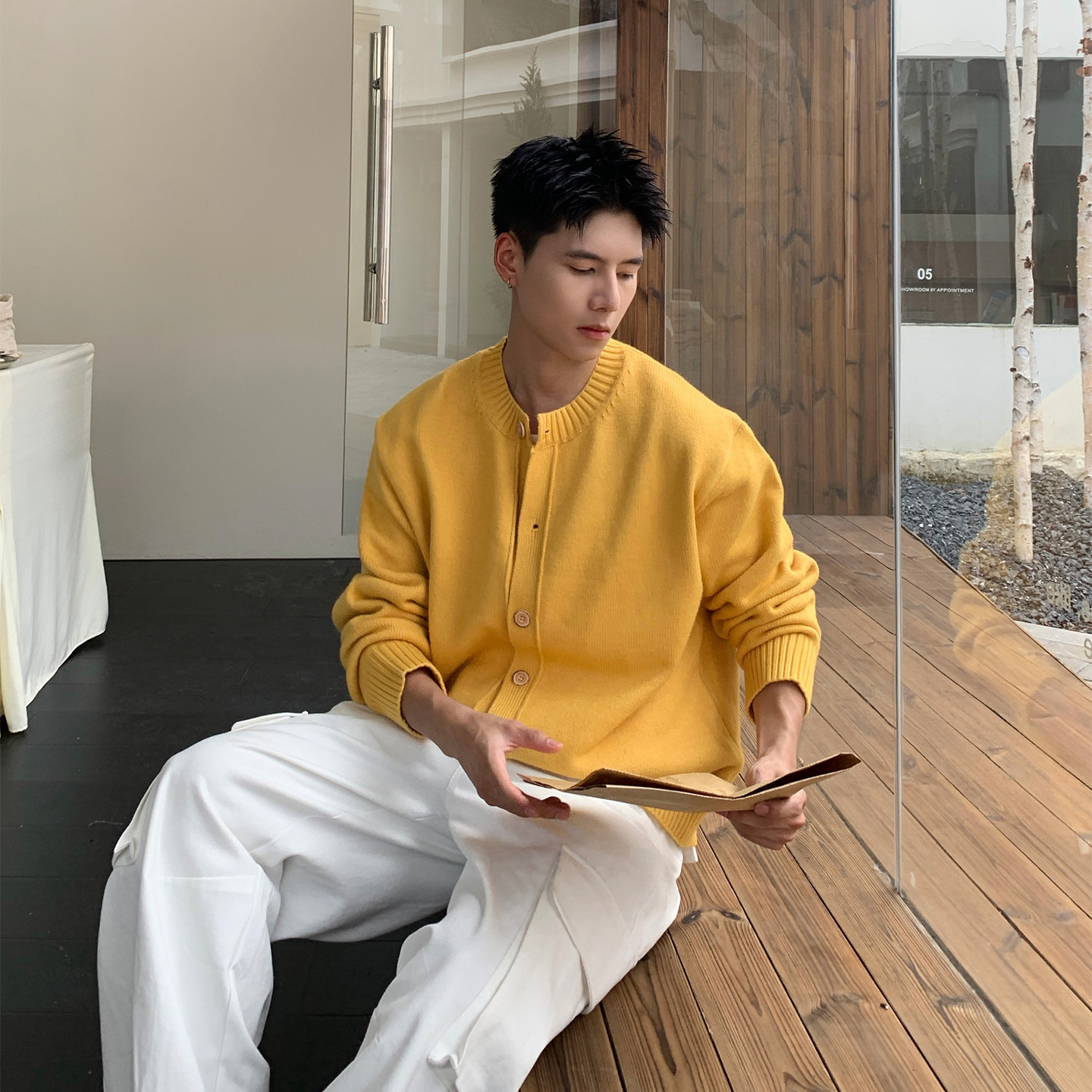 Holocene男士宽松软糯针织开衫