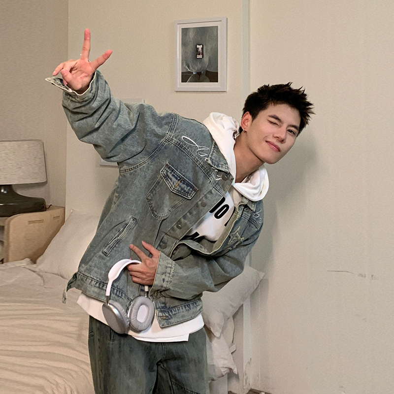 Holocene秋季潮牌牛仔夹克男