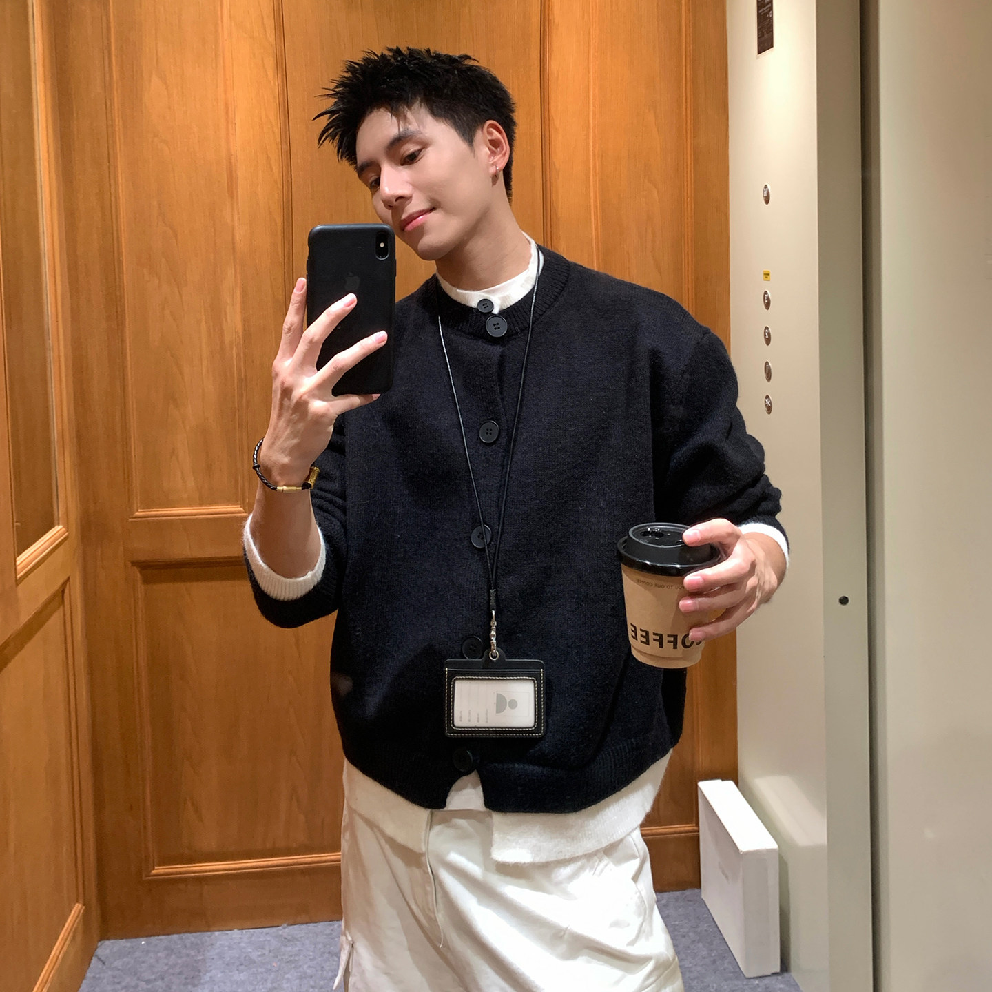 Holocene美式潮牌老钱风假两件开衫毛衣男士秋冬保暖慵懒风针织衫,男装,针织衫/毛衣,淘宝优惠券,粉丝福利购,淘宝优惠卷