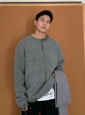 Holocene美式潮牌日系明线流苏小众设计感毛衣男秋冬情侣款针织衫