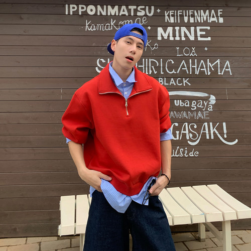 Holocene拼接假两件卫衣男生