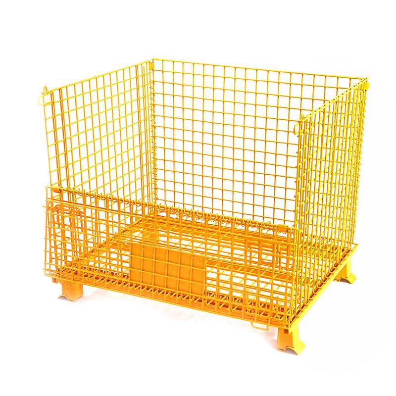 厂促仓储笼彩色喷塑外观金属铁框周转箱可折叠垛料箱快递分拣筐品