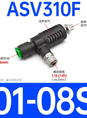 ASV310F-01-06S快速排气节流阀气缸ASV410F-02-08S/510F-03-10S