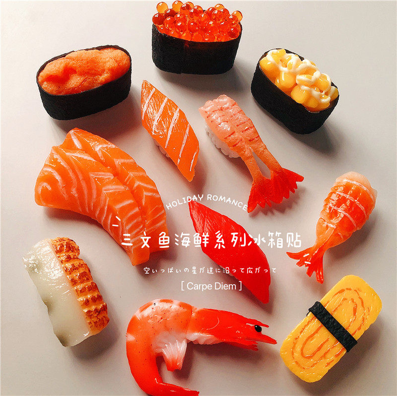 趣味创意立体仿真日本寿司三文鱼食物冰箱贴 磁贴家居装饰吸铁石