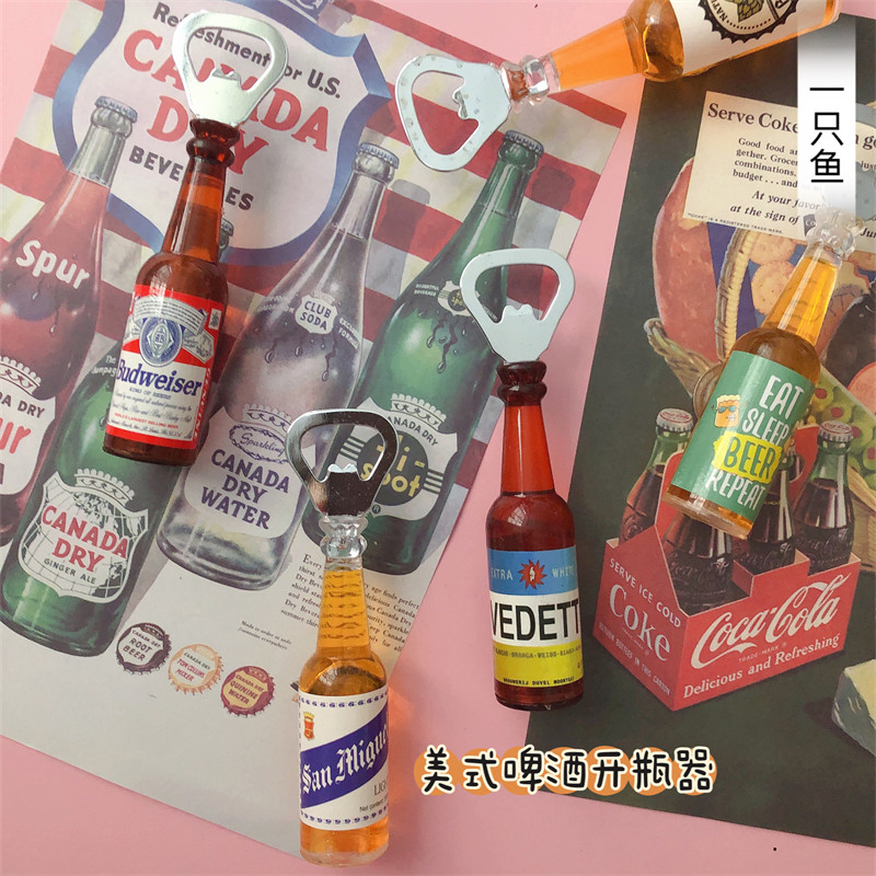 新品创意美式3D立体仿真酒瓶形状开瓶器瓶起子家居装饰磁贴冰箱贴