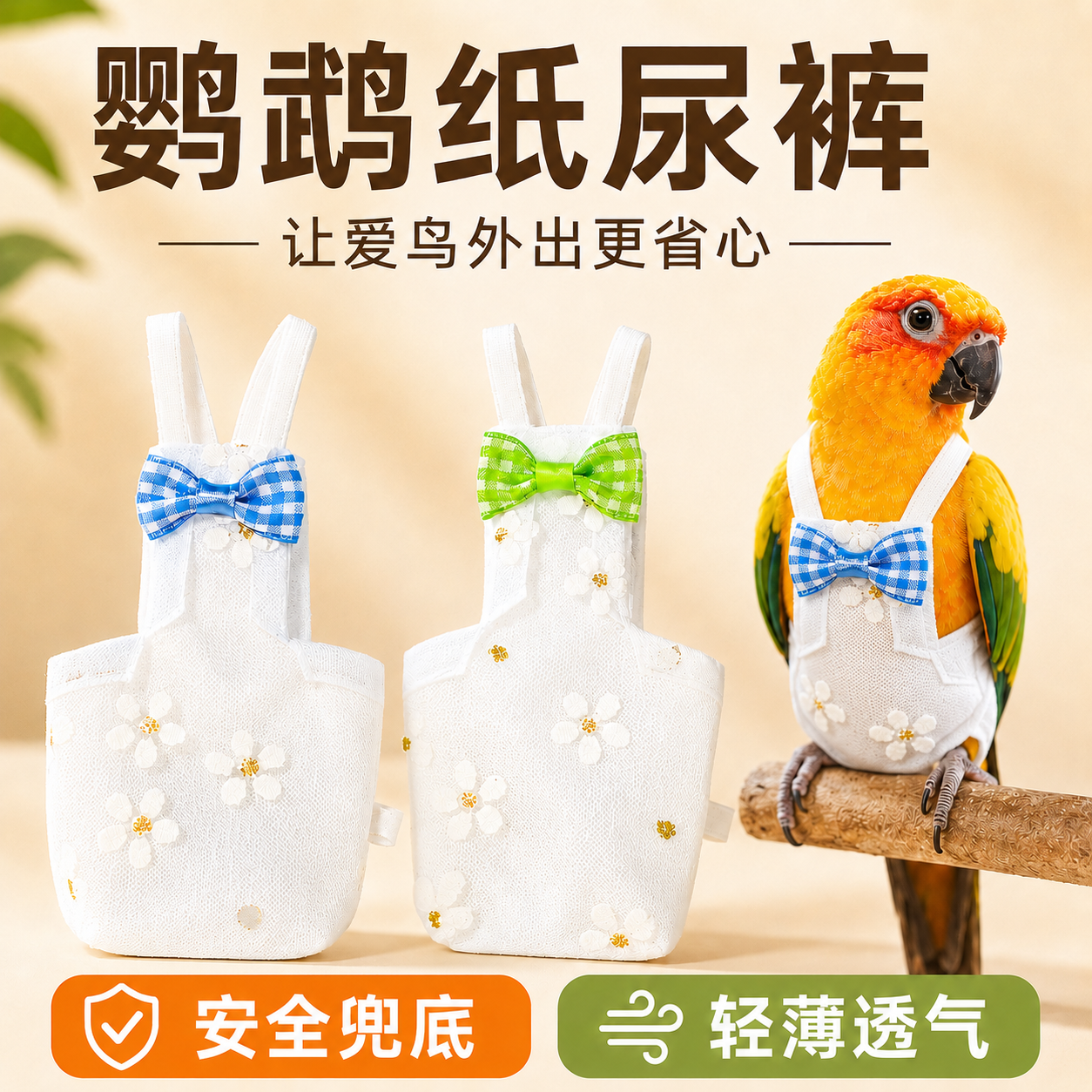 鸟用尿不湿鹦鹉屎兜衣服玄凤太阳可牵引尿布兜纸尿裤透气飞行服
