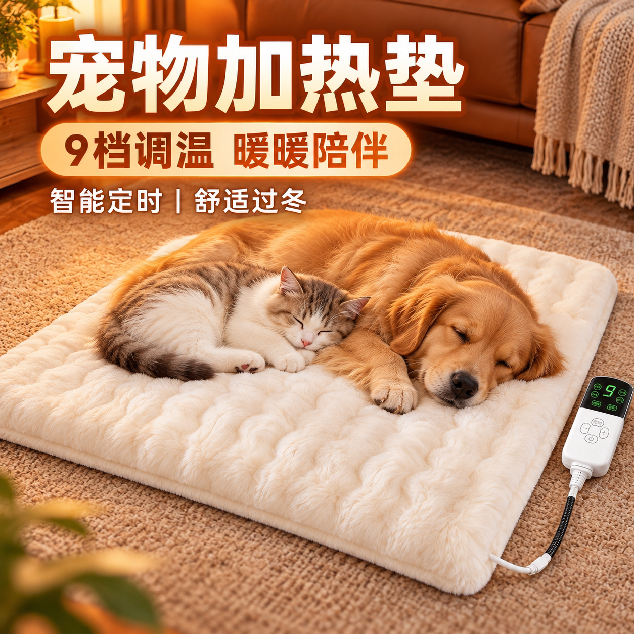宠物电热毯猫咪狗狗冬季保暖加热毯可拆洗恒温猫窝狗窝专用电褥子