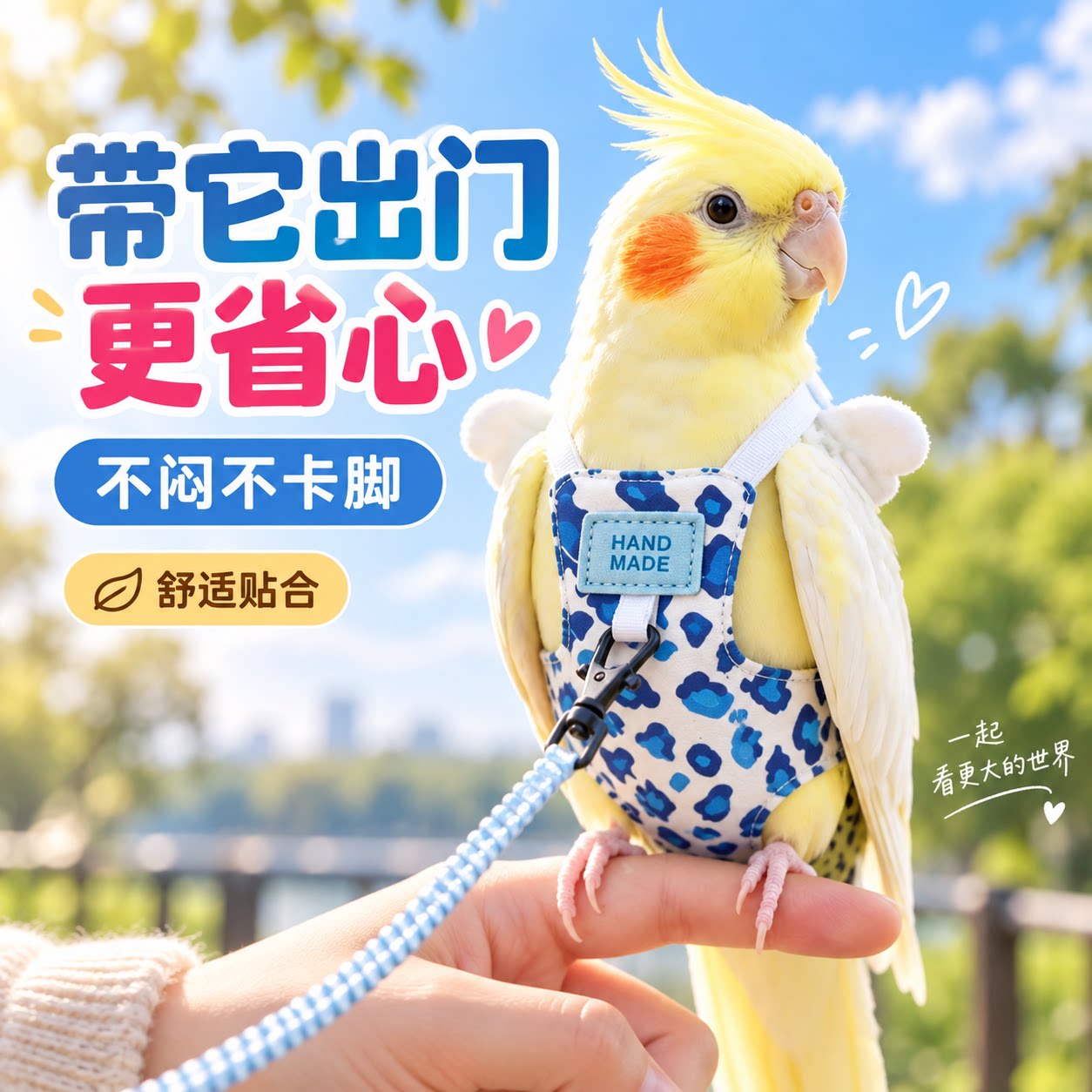 鹦鹉飞行服屎兜外出牵引绳宠物鸟衣玄凤虎皮和尚鸟用品放飞背带款