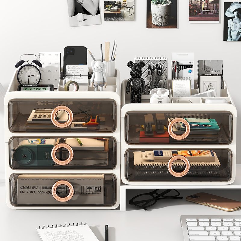 抽屉式透明宿舍办公桌桌面收纳盒