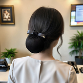 职业头花高级感简约韩版 优雅护士银行酒店空乘盘发细网黑色蝴蝶结