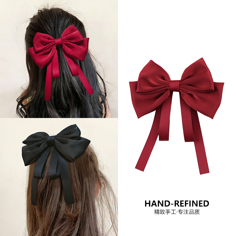 儿童红色蝴蝶结飘带发夹