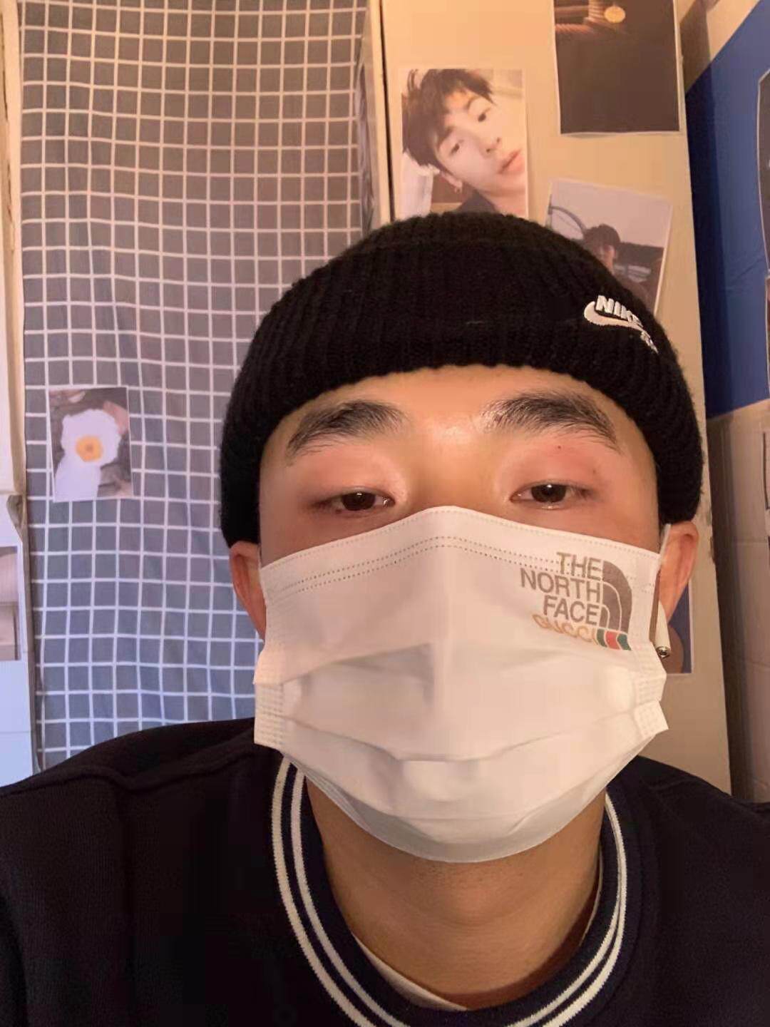 北脸bm联名抖音快手街拍一次性三层防护印花时尚潮流网红男女口罩