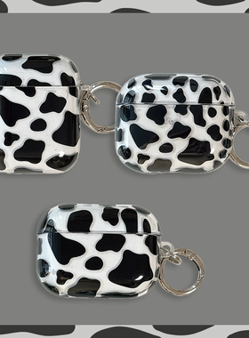 适用airpodspro3保护壳新款imd黑色豹纹Airpods pro3耳机套透明软壳苹果airpods4蓝牙耳机保护套女款防摔pro2