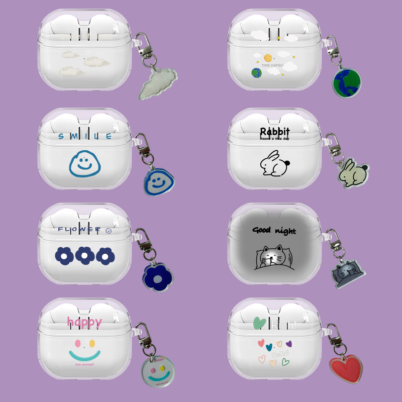 新款三星buds3pro耳机壳galaxyBuds3真无线降噪蓝牙耳机保护套个性透明笑脸软盒男女r530充电仓外盒buds3适用