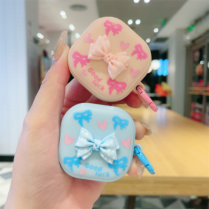 立体浮雕蝴蝶结适用三星budslive耳机壳三星budspro蓝牙耳机保护套budsfe耳机套个性粉色少女心2pro女fe外壳