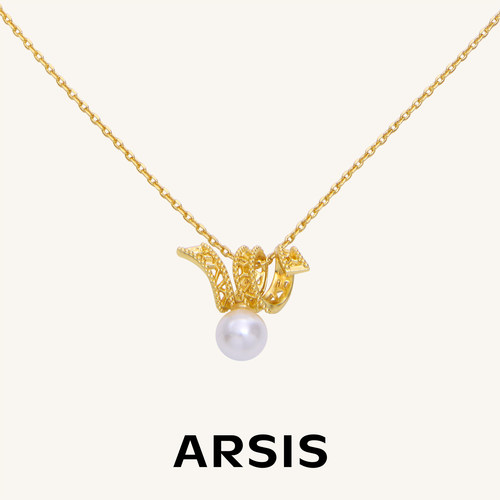 ARSIS法式复古珠光飘带项链