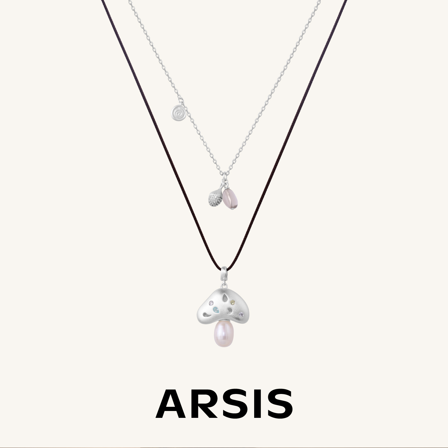 新款小森林蘑菇双层叠链毛衣链