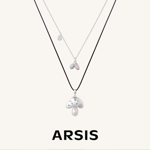 新款小森林蘑菇双层叠链毛衣链