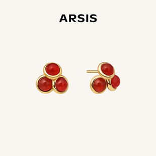 ARSIS新年系列鸿运连连耳钉红色本命年耳饰耳环轻奢高级礼物