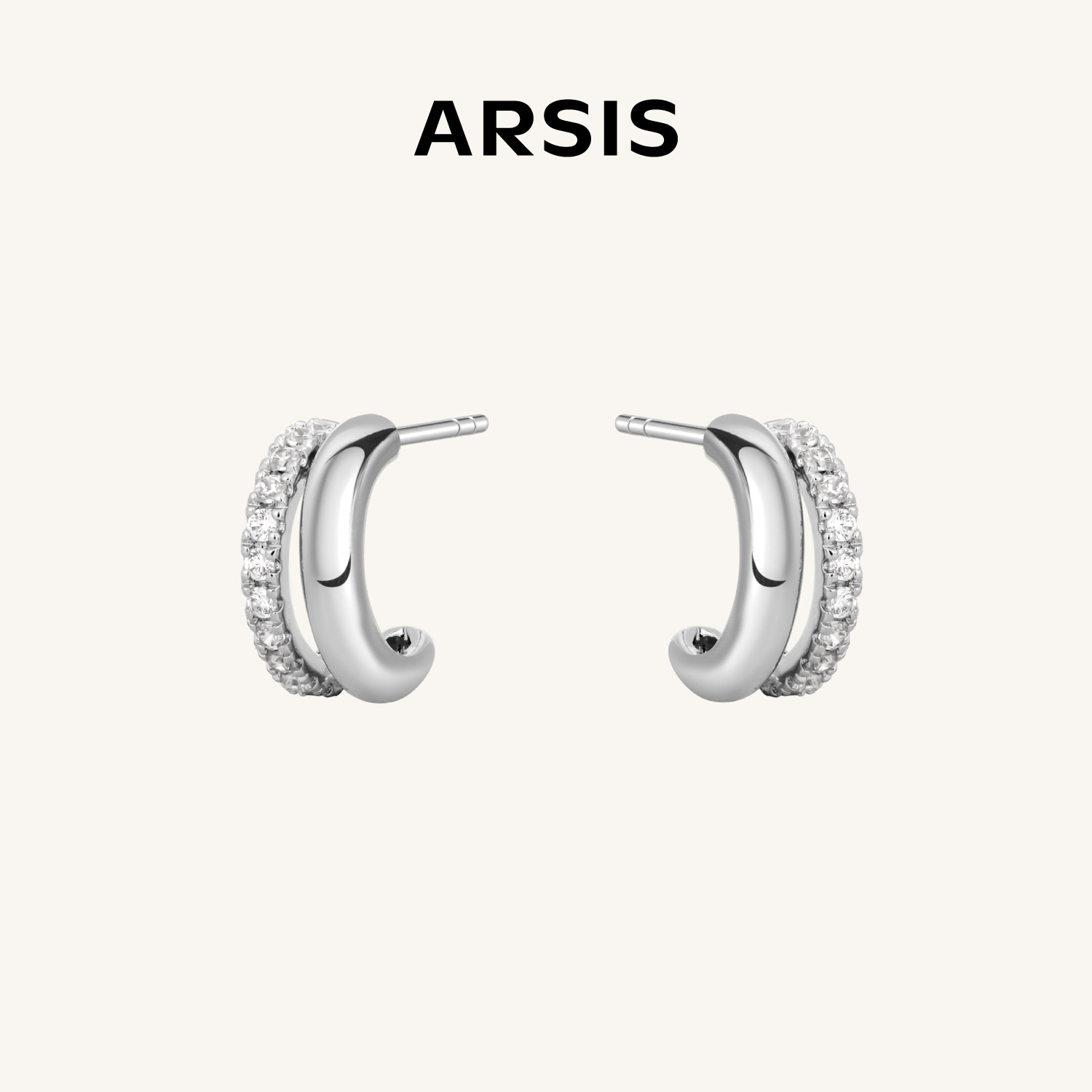 【新款】ARSIS自由搭配循光双层耳钉时尚简约耳环春夏设计款耳饰
