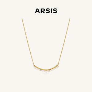 ARSIS纯银纯真年代微笑项链女精致珍珠轻奢小众高级感简约925银