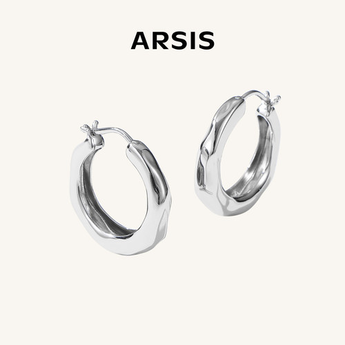 ARSIS潺流耳圈小众法式女银耳环