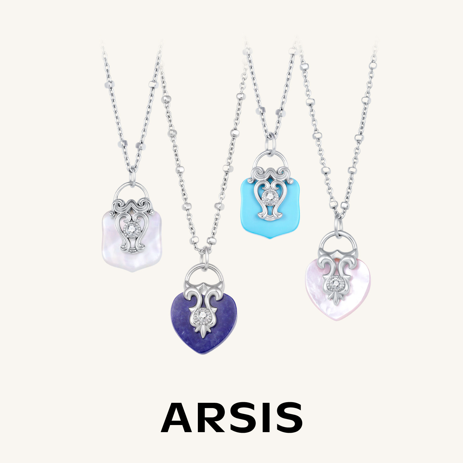 ARSIS心锁贝母镶钻锁骨链