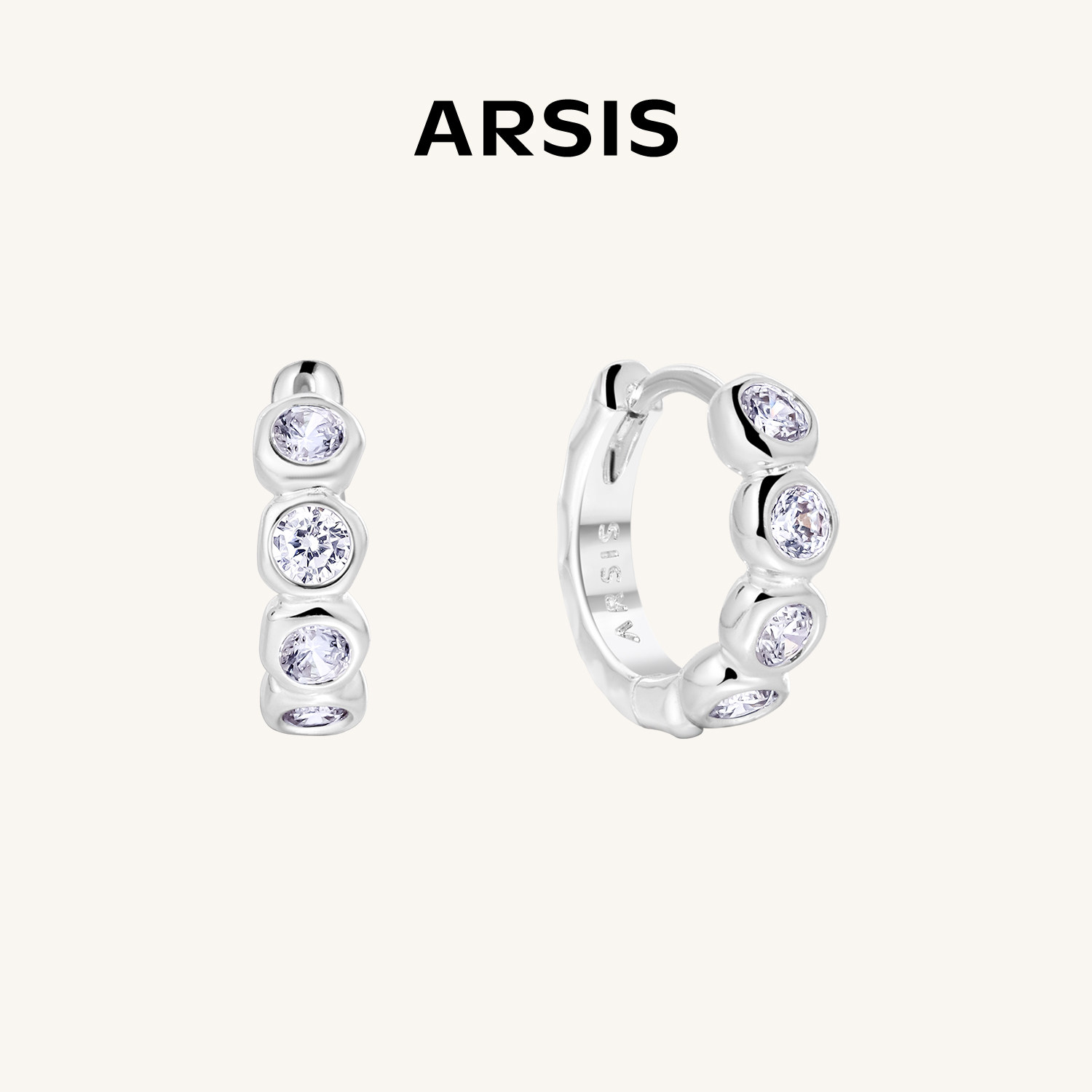 【明星同款】ARSIS流光泡泡小耳圈耳环锆石耳钉高级耳饰小众设计