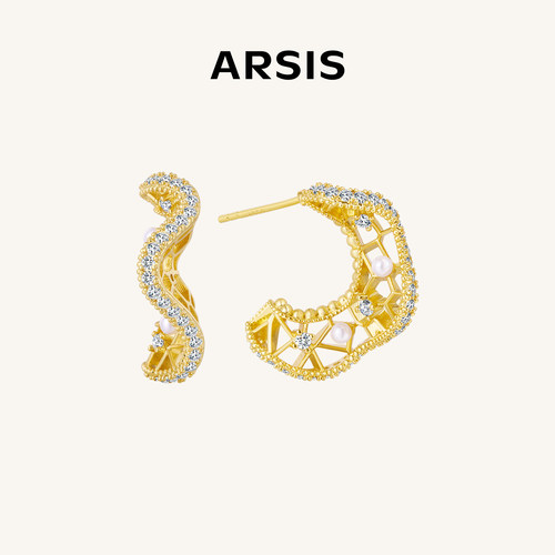 ARSIS纯真年代珍珠镂空耳钉