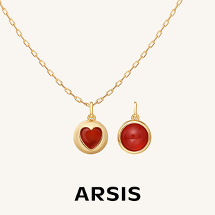 ARSIS幸运符号扑克项链红色毛衣链新年颈链礼物 新款