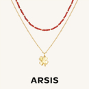 ARSIS幸运符号四叶草鸿运叠链珍珠毛衣链新年红色项链 新款