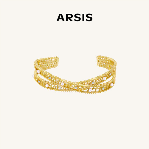 ARSIS复古飘带镶钻手镯高级感