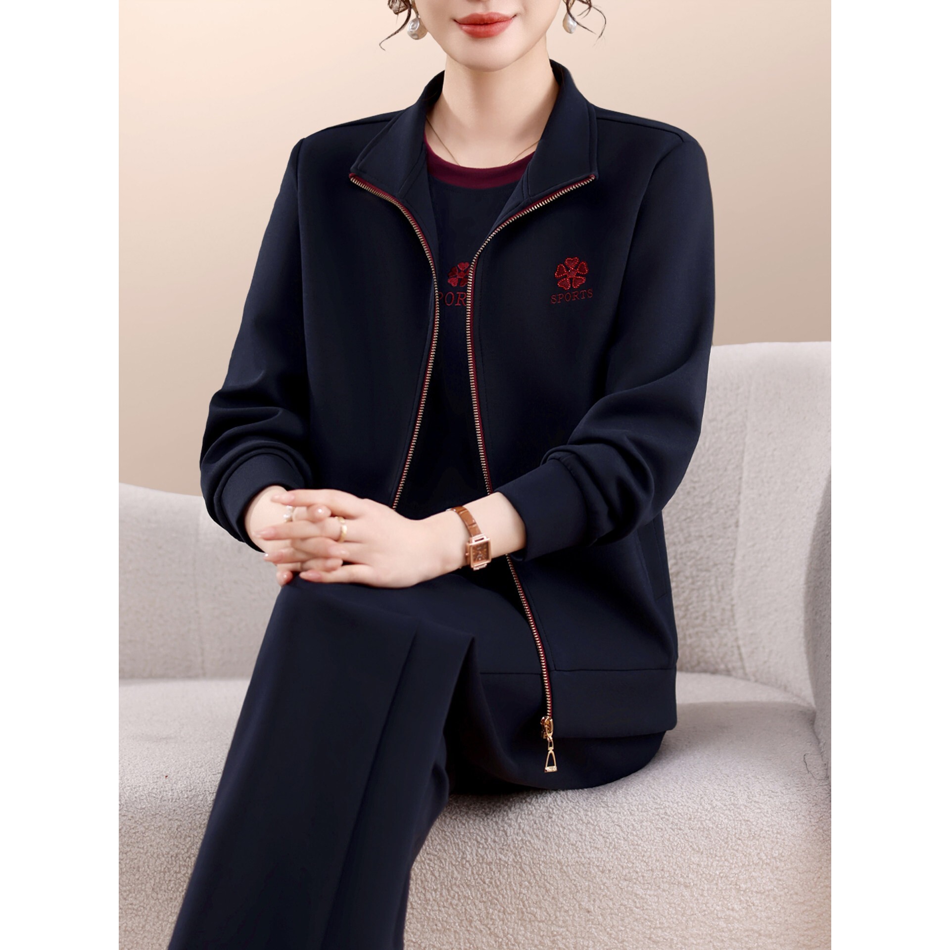 官方正品牌迈耐克斯运动服套装女春秋款2026新款宽松显瘦洋气中年