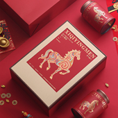 春节礼盒马上发财茶叶礼盒空盒红茶200 357克茶饼摆泡通用包装 盒