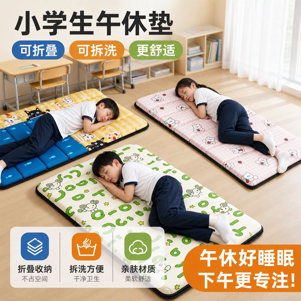 优质小学生午睡垫子加厚可拆洗