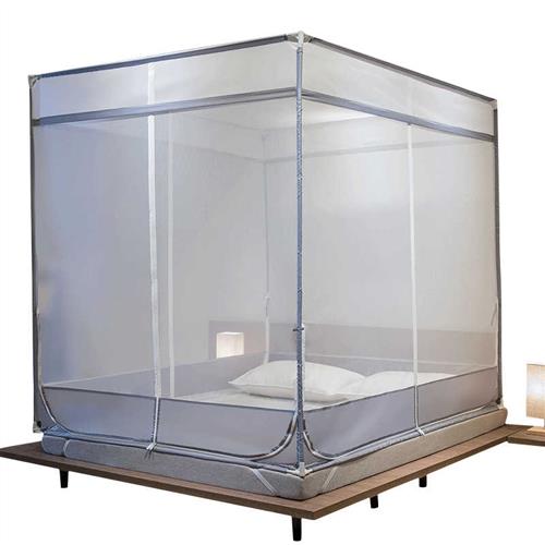 极速蚊帐支架蒙古包n小孩防摔儿童卧室拉炼式家用三门床幔白色床