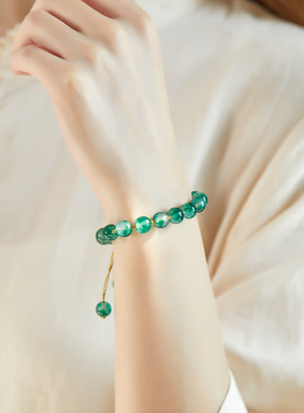 极速齐司礼同款手链女夏季编织手绳水草玛瑙编绳S手链女生夏手串