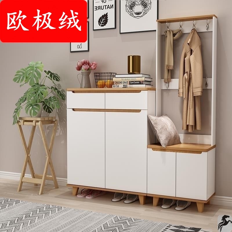 极速鞋柜衣柜一体进门家用门口可坐可挂衣服N落地衣帽架入户靠墙