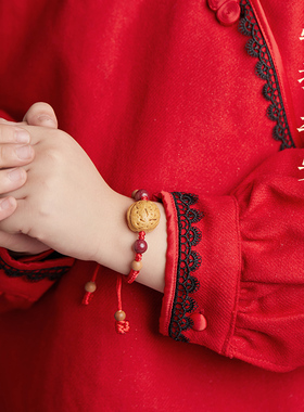 极速202d4本命年红绳桃核手链儿童手绳宝宝婴儿防惊吓手链女生桃