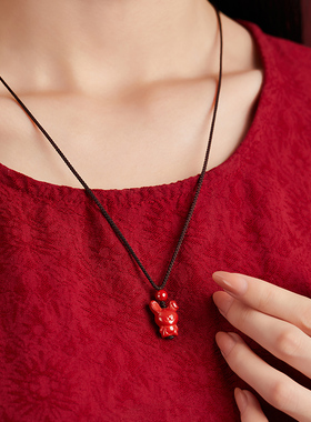 极速十二生肖守护神兔子吊坠儿A童佩戴挂件朱砂本命年兔年吊坠男