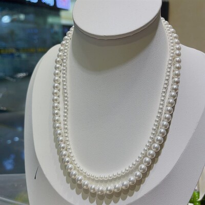 新品贝珠叠链项链时尚百x搭毛衣链女款饰品礼物T149