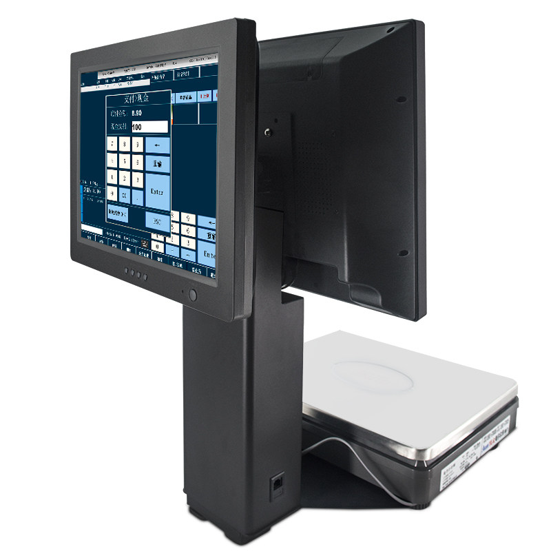 极速触摸屏PC称重收银一体机 y零食水果生鲜熟食店电子秤双屏pc收