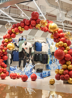 极速开业气氛布置橙色气球拱门店铺门口装饰花篮周年W庆活动场景