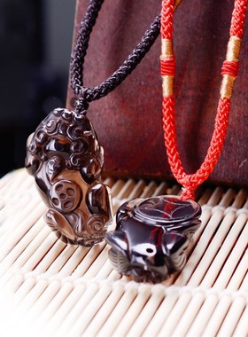 极速包邮天然黑曜石貔貅吊坠 冰彩黑曜石 可O以配鉴定 D37